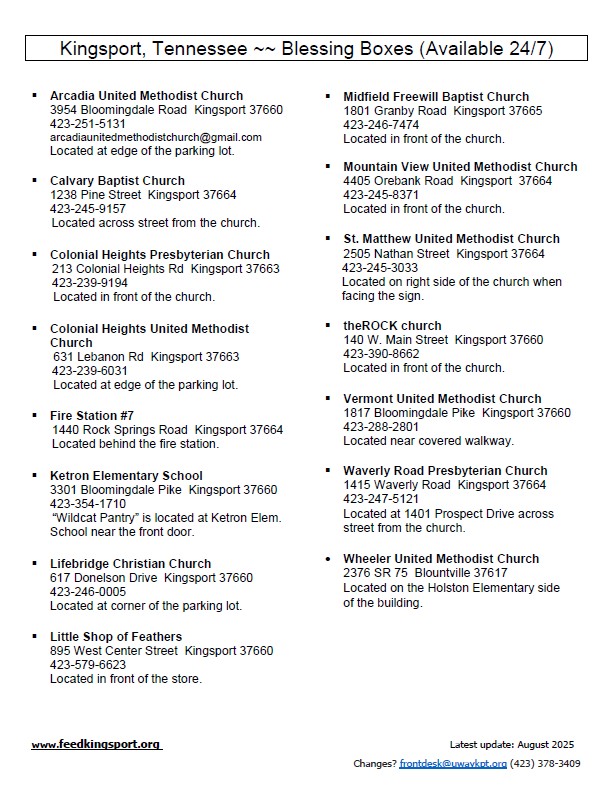 Image of blessing boxes list click for pdf